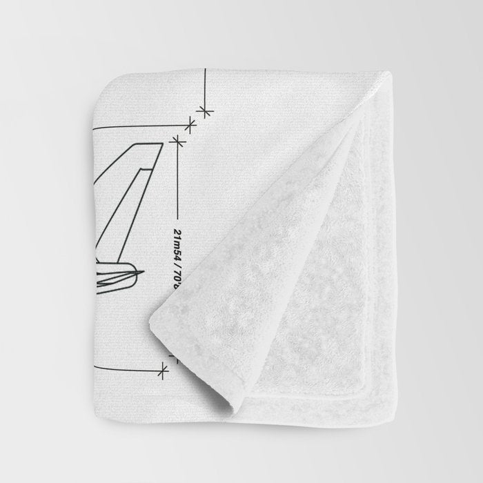 Boeing 747 Family Blueprint in High Resolution (white) Throw Blanket Gallery Image 3