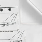 Boeing 747 Family Blueprint in High Resolution (white) Wall Tapestry Gallery Image 3