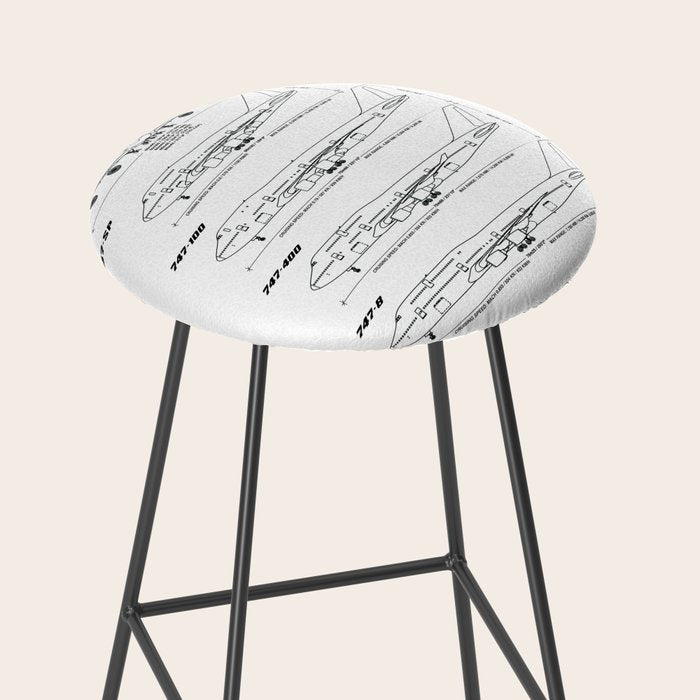 Boeing 747 Family Blueprint in High Resolution (white) Stool Gallery Image 2