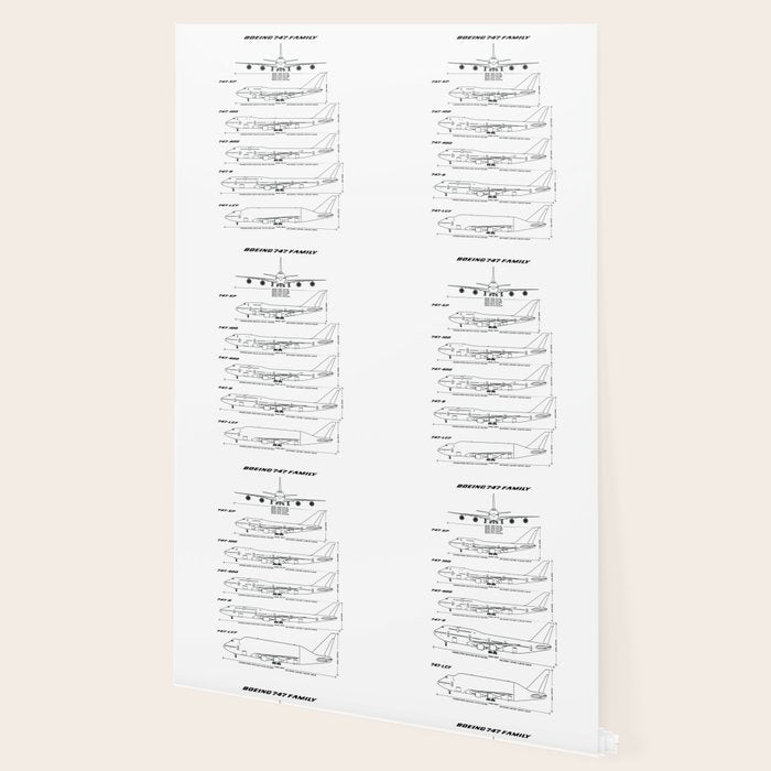 Boeing 747 Family Blueprint in High Resolution (white) Wallpaper Gallery Image 2