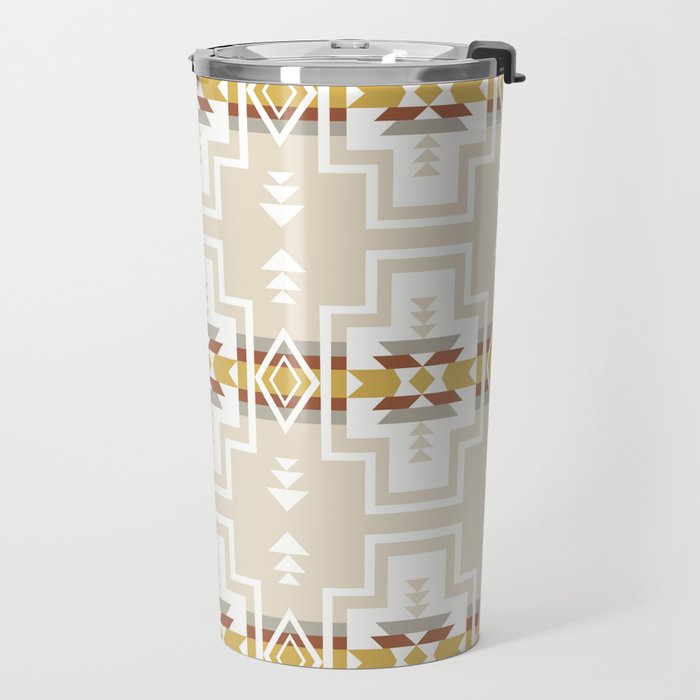 Aztec Stripes Beige Travel Mug Gallery Image 2