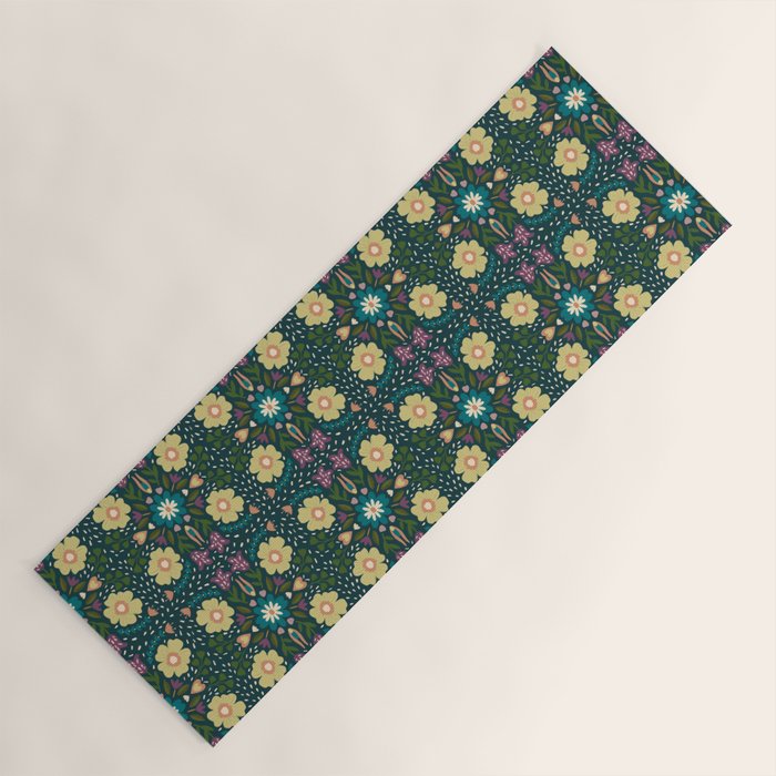 Floral dark Mandala  Yoga Mat Gallery Image 1