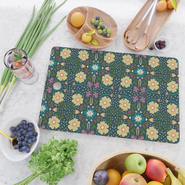 Floral dark Mandala  Cutting Board Gallery Image 2