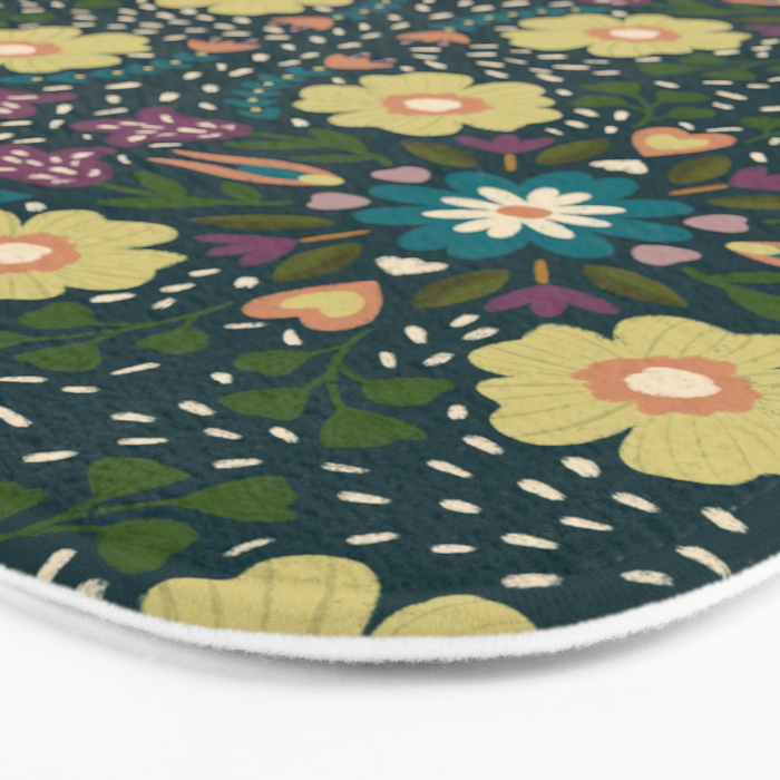 Floral dark Mandala  Bath Mat Gallery Image 3