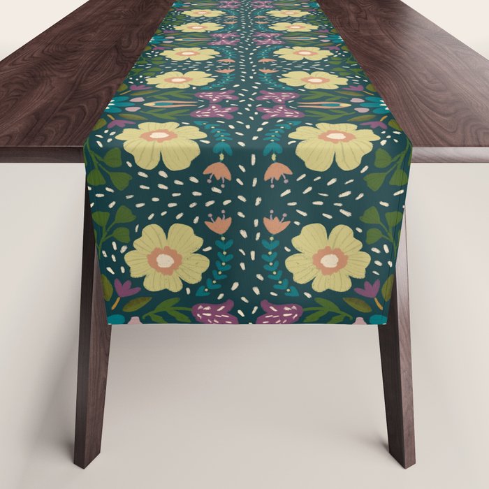 Floral dark Mandala  Table Runner Gallery Image 1