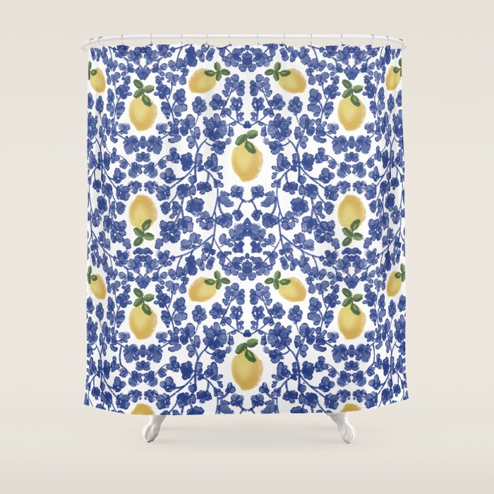 Chinoiserie Lemons Shower Curtain Gallery Image 1