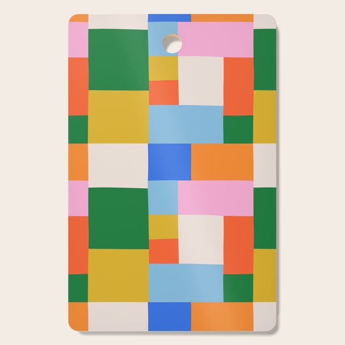 Colorful geometric patchwork mosaic pattern Cutting Board Gallery Image 1