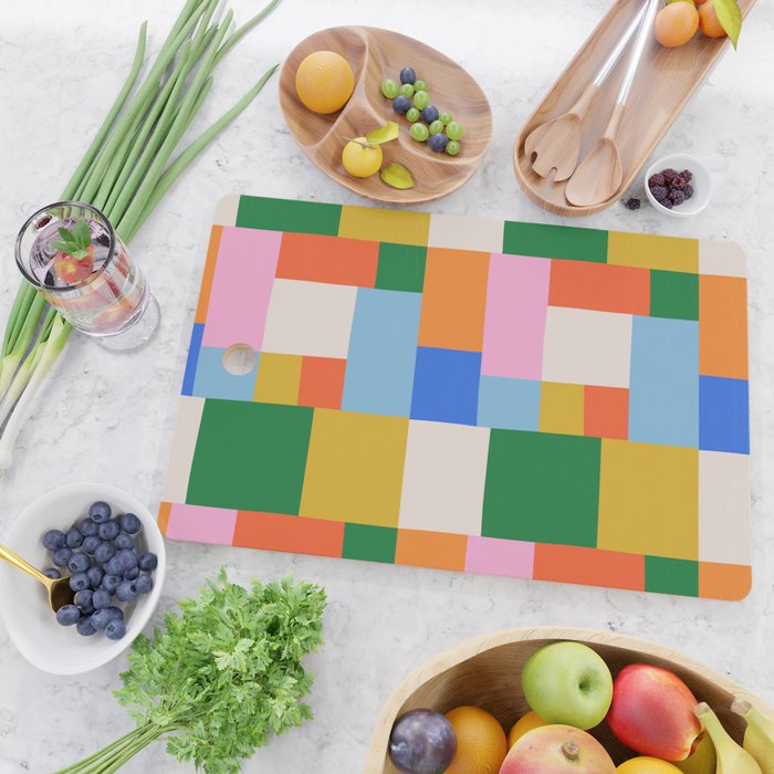 Colorful geometric patchwork mosaic pattern Cutting Board Gallery Image 2