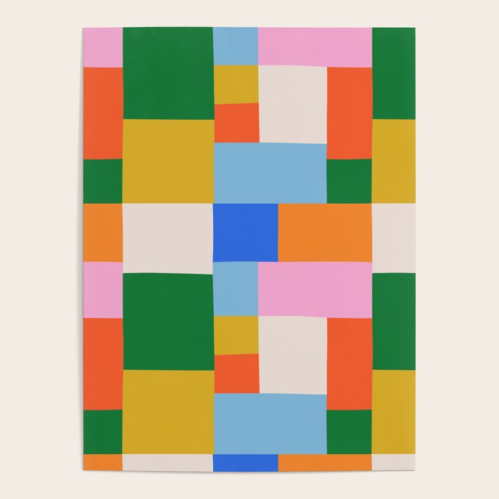 Colorful geometric patchwork mosaic pattern Poster Gallery Image 4