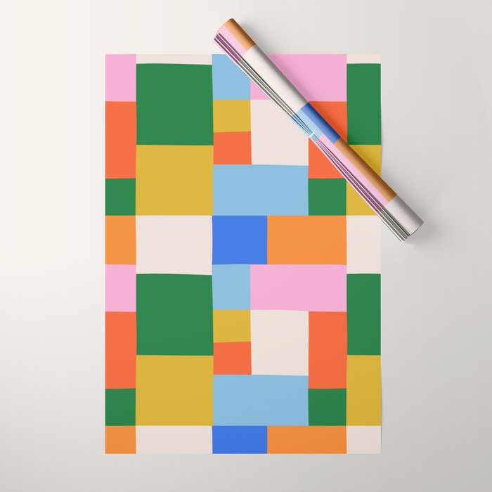 Colorful geometric patchwork mosaic pattern Wrapping Paper Gallery Image 1