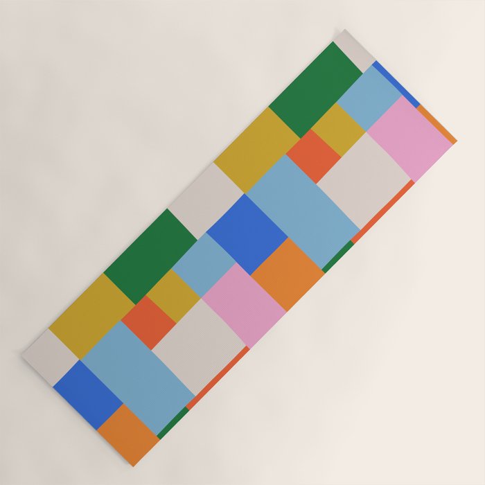 Colorful geometric patchwork mosaic pattern Yoga Mat Gallery Image 1