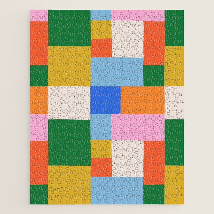 Colorful geometric patchwork mosaic pattern Jigsaw Puzzle Gallery Image 1
