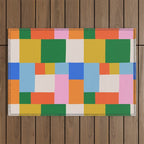 Colorful geometric patchwork mosaic pattern Outdoor Rug Gallery Image 1
