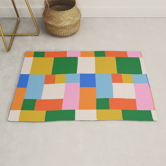 Colorful geometric patchwork mosaic pattern Rug Gallery Image 1