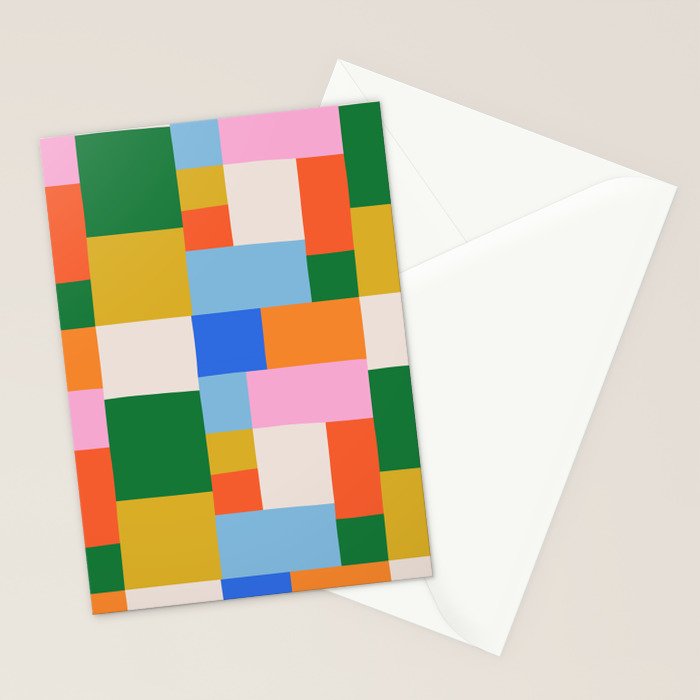 Colorful geometric patchwork mosaic pattern Stationery Card Gallery Image 2