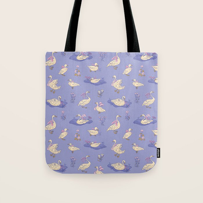 Swans With Bows - Ducks And Flowers Tote Bag Gallery Image 1