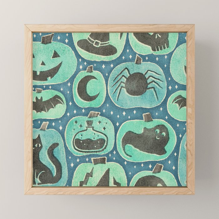 Halloween Pumpkins - ghoulish green  Mini Art Print Gallery Image 1