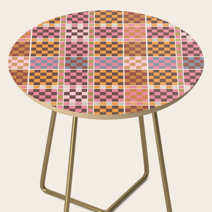 Vibrant Checkered Grid Side Table Gallery Image 2