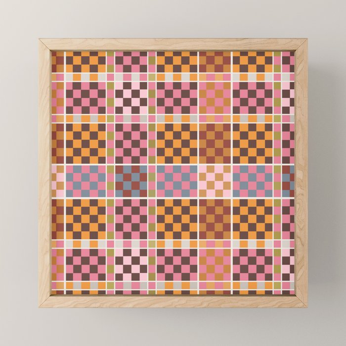 Vibrant Checkered Grid Mini Art Print Gallery Image 1