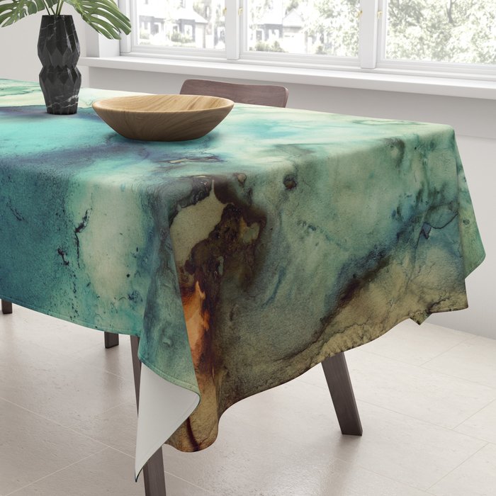 Teal Abstract Tablecloth Gallery Image 3