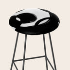 Circle Spirals Black & White Minimalist Ink Tribal Mid Century Pattern Dark Painting Pattern Stool Gallery Image 2