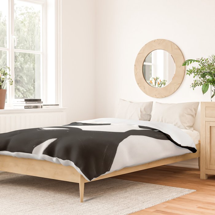 Circle Spirals Black & White Minimalist Ink Tribal Mid Century Pattern Dark Painting Pattern Duvet Cover Gallery Image 2
