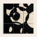 Circle Spirals Black & White Minimalist Ink Tribal Mid Century Pattern Dark Painting Pattern Wood Wall Art Gallery Image 1