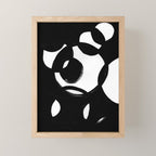 Circle Spirals Black & White Minimalist Ink Tribal Mid Century Pattern Dark Painting Pattern Mini Art Print Gallery Image 1