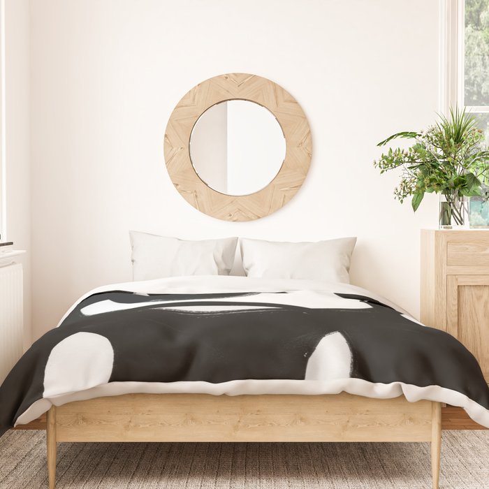Circle Spirals Black & White Minimalist Ink Tribal Mid Century Pattern Dark Painting Pattern Duvet Cover Gallery Image 3