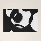 Circle Spirals Black & White Minimalist Ink Tribal Mid Century Pattern Dark Painting Pattern Welcome Mat Gallery Image 1