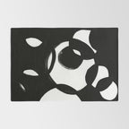 Circle Spirals Black & White Minimalist Ink Tribal Mid Century Pattern Dark Painting Pattern Rug Gallery Image 2