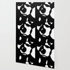 Circle Spirals Black & White Minimalist Ink Tribal Mid Century Pattern Dark Painting Pattern Wallpaper Gallery Image 2