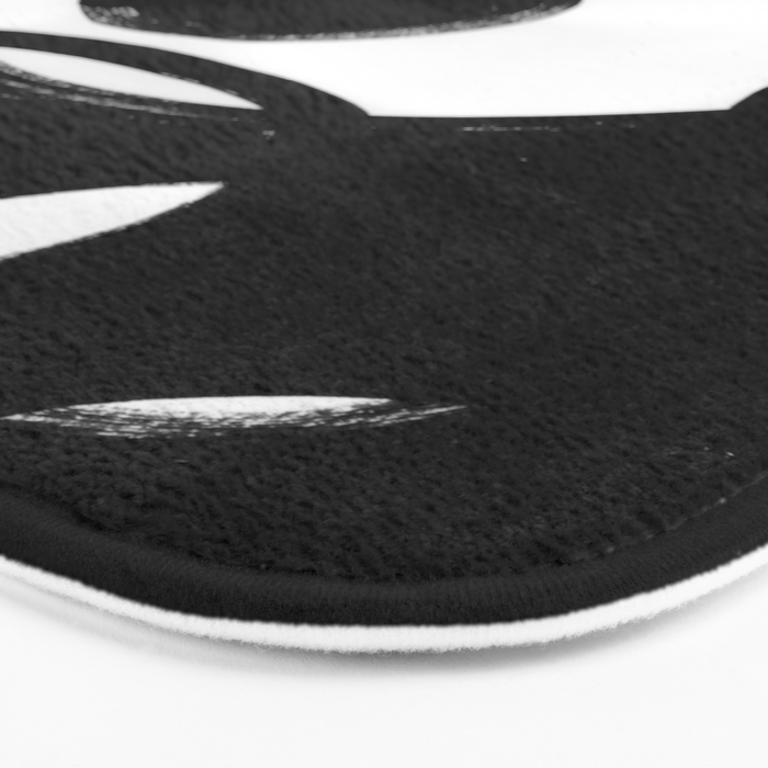Circle Spirals Black & White Minimalist Ink Tribal Mid Century Pattern Dark Painting Pattern Bath Mat Gallery Image 3
