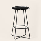 Circle Spirals Black & White Minimalist Ink Tribal Mid Century Pattern Dark Painting Pattern Stool Gallery Image 1