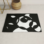 Circle Spirals Black & White Minimalist Ink Tribal Mid Century Pattern Dark Painting Pattern Rug Gallery Image 1