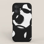 Circle Spirals Black & White Minimalist Ink Tribal Mid Century Pattern Dark Painting Pattern iPhone Case Gallery Image 1