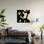 Circle Spirals Black & White Minimalist Ink Tribal Mid Century Pattern Dark Painting Pattern Wood Wall Art Gallery Image 2