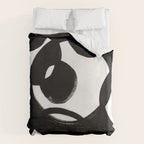 Circle Spirals Black & White Minimalist Ink Tribal Mid Century Pattern Dark Painting Pattern Duvet Cover Gallery Image 6