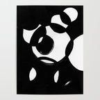 Circle Spirals Black & White Minimalist Ink Tribal Mid Century Pattern Dark Painting Pattern Poster Gallery Image 4