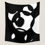 Circle Spirals Black & White Minimalist Ink Tribal Mid Century Pattern Dark Painting Pattern Wall Tapestry Gallery Image 4