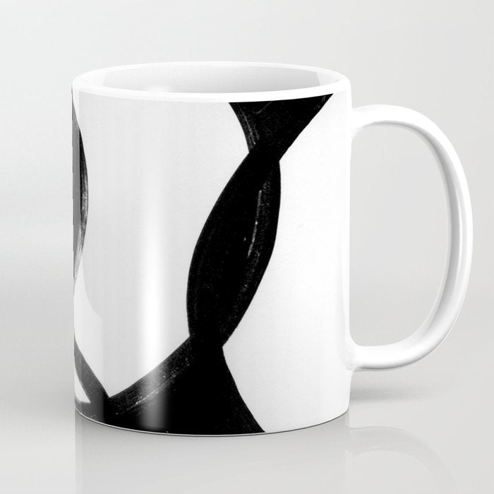 Circle Spirals Black & White Minimalist Ink Tribal Mid Century Pattern Dark Painting Pattern Coffee Mug Gallery Image 1