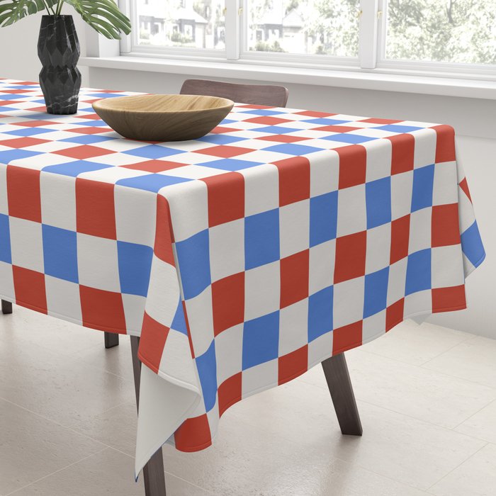 Checkered Multicolor Pattern XX Red White Blue Tablecloth Gallery Image 3