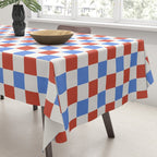 Checkered Multicolor Pattern XX Red White Blue Tablecloth Gallery Image 3