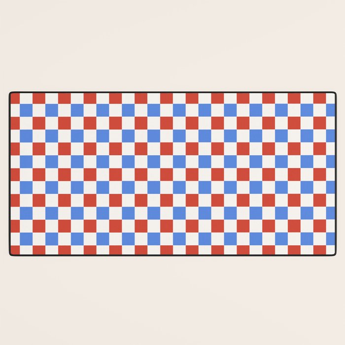 Checkered Multicolor Pattern XX Red White Blue Desk Mat Gallery Image 3