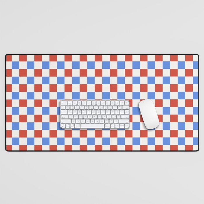 Checkered Multicolor Pattern XX Red White Blue Desk Mat Gallery Image 1