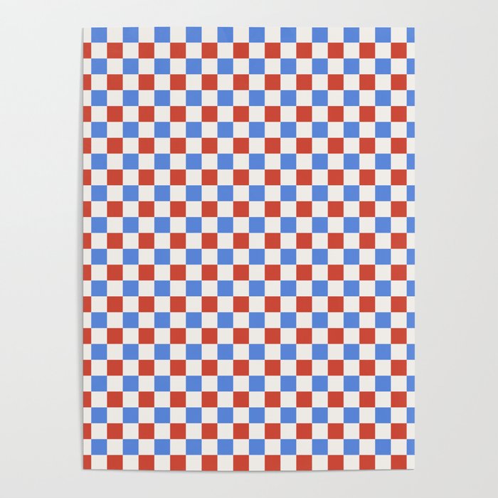 Checkered Multicolor Pattern XX Red White Blue Poster Gallery Image 1