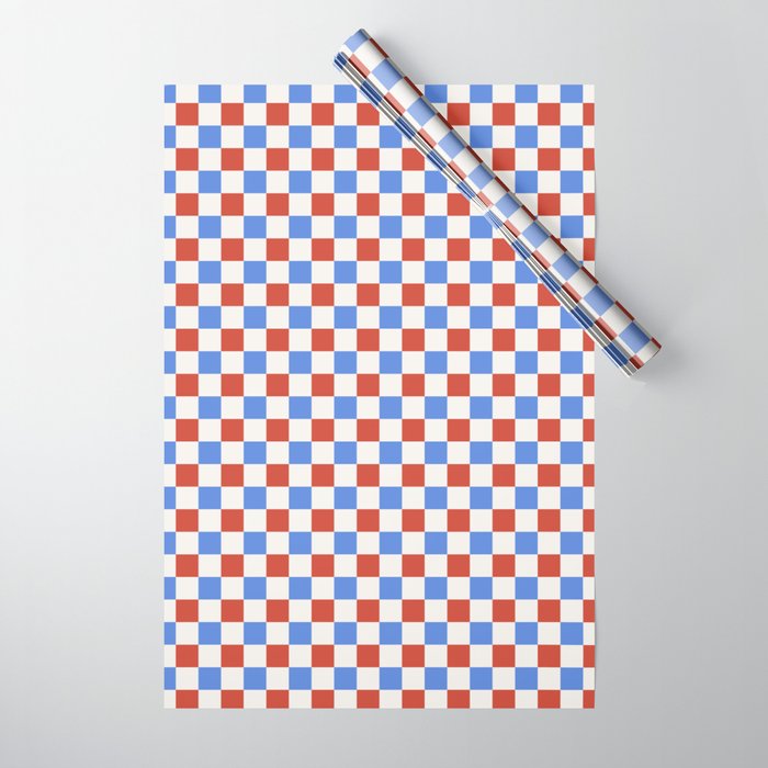 Checkered Multicolor Pattern XX Red White Blue Wrapping Paper Gallery Image 1