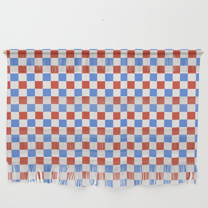 Checkered Multicolor Pattern XX Red White Blue Wall Hanging Gallery Image 1