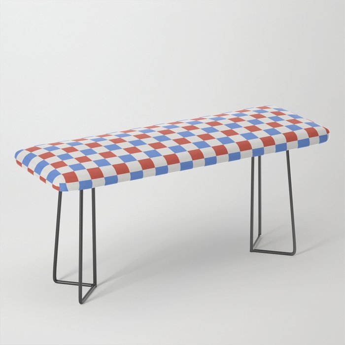 Checkered Multicolor Pattern XX Red White Blue Bench Gallery Image 1