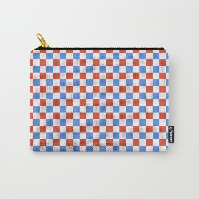 Checkered Multicolor Pattern XX Red White Blue Carry All Pouch Gallery Image 1